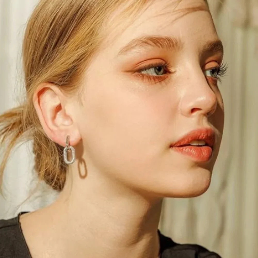 Silver Plated Ball U Shape Earrings